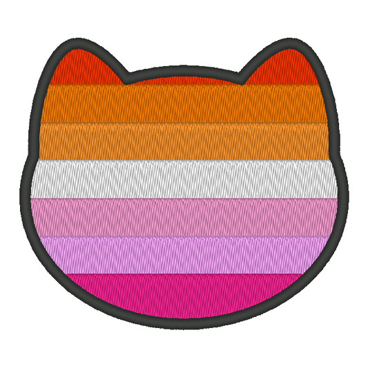 Lesbian Purride Flag Embroidery Design, Cat Pride Flag Patch, 7 Sizes Included