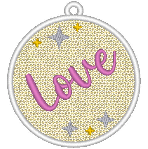 Free Standing Lace Christmas Ball Ornament Machine Embroidery Design, FSL Love Decoration