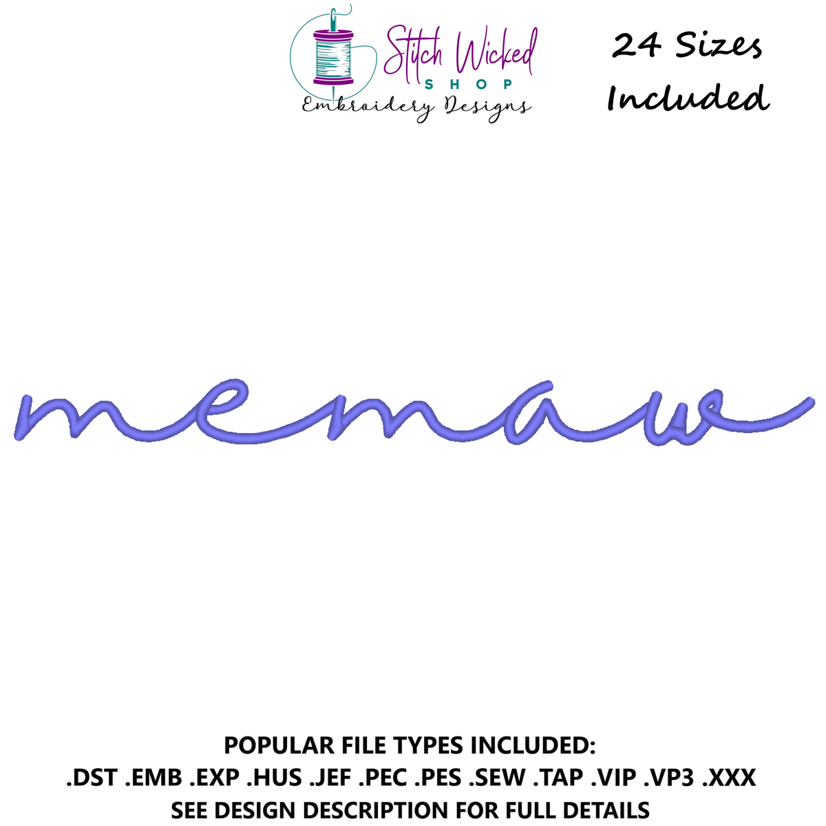 Memaw Script Sweatshirt Embroidery Design