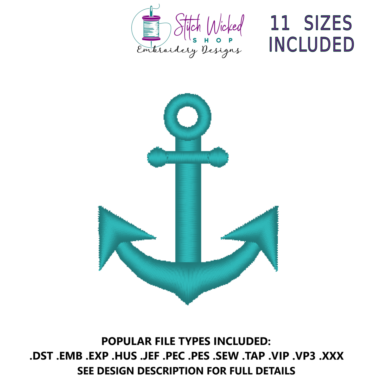 Mini Anchor Machine Embroidery Design - Stitch Wicked Shop