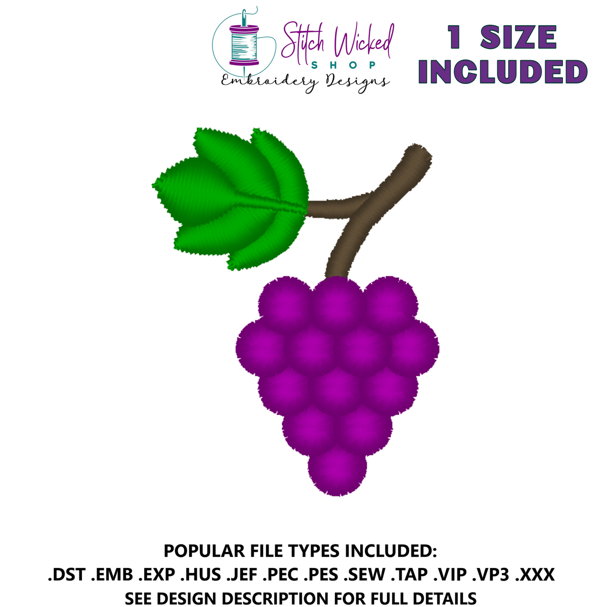 Grape Vine Mini Embroidery Machine Design