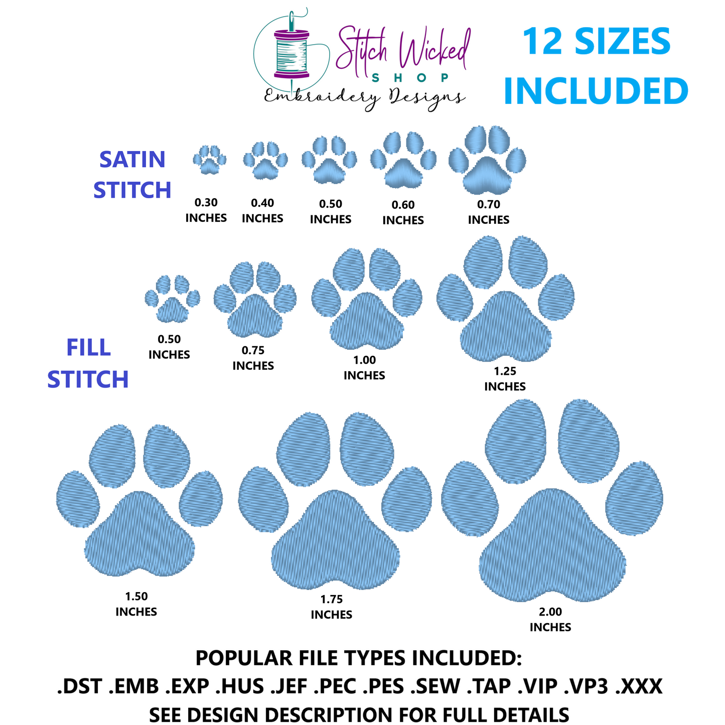 Mini Puppy Dog Paw Print Embroidery Design