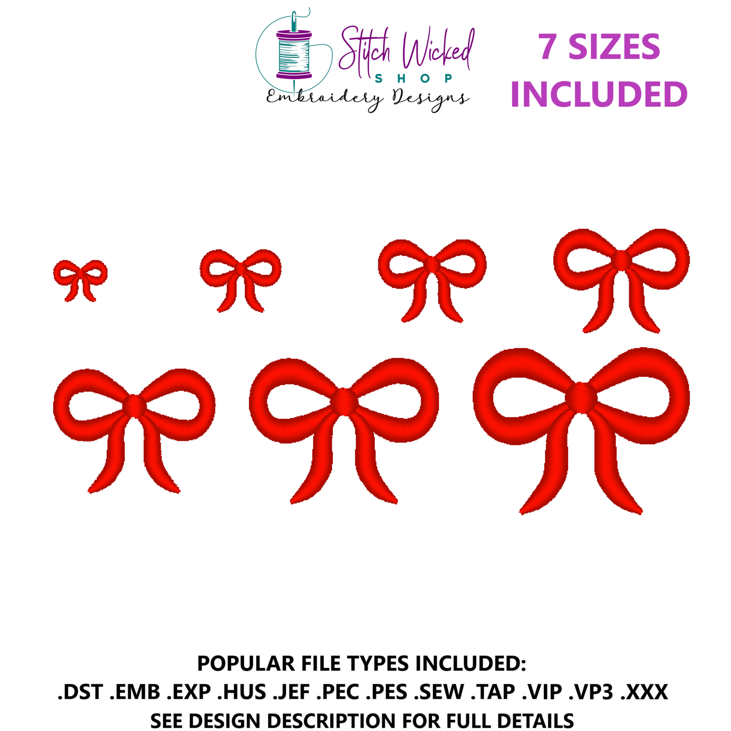 Small Bow Machine Embroidery Design