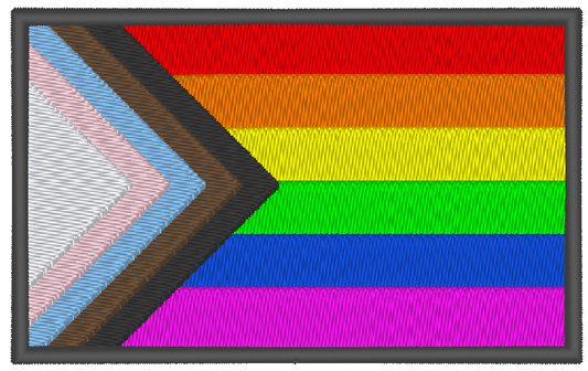 Progress Pride Flag Machine Embroidery Design, LGBTQ Pride Flag