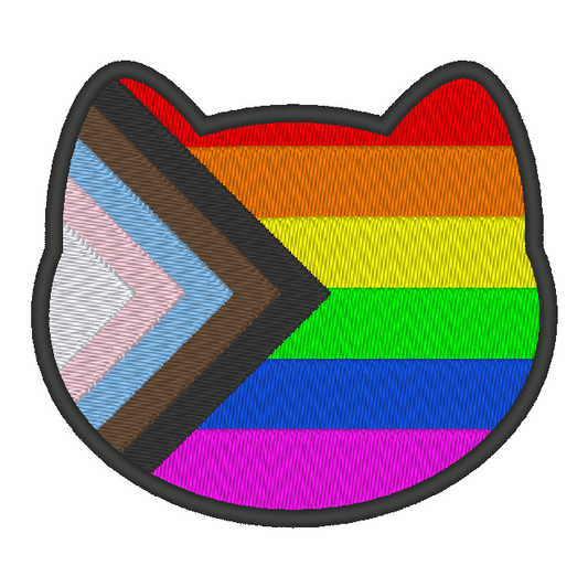 Progress Purride Flag Embroidery Design, Cat Modern Pride Flag Patch, 7 Sizes Included
