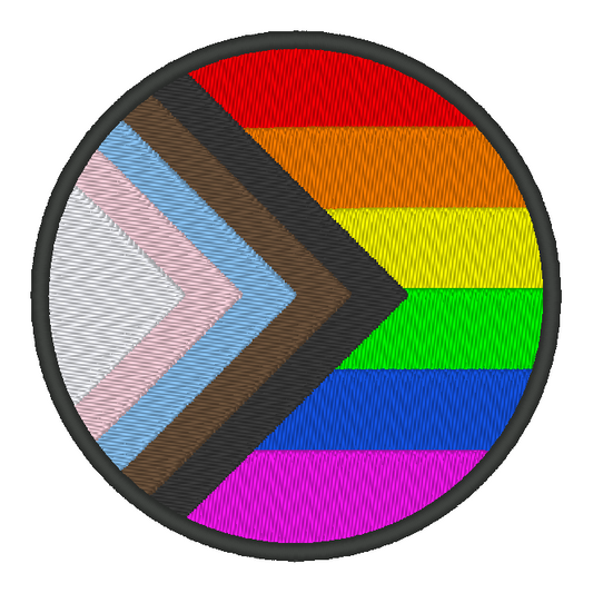 Progress Circle Pride Flag Embroidery Design, Circle Modern Pride Flag Patch, 7 Sizes Included