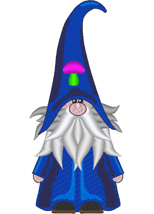 Gnome Machine Embroidery Design, Mushroom Hat