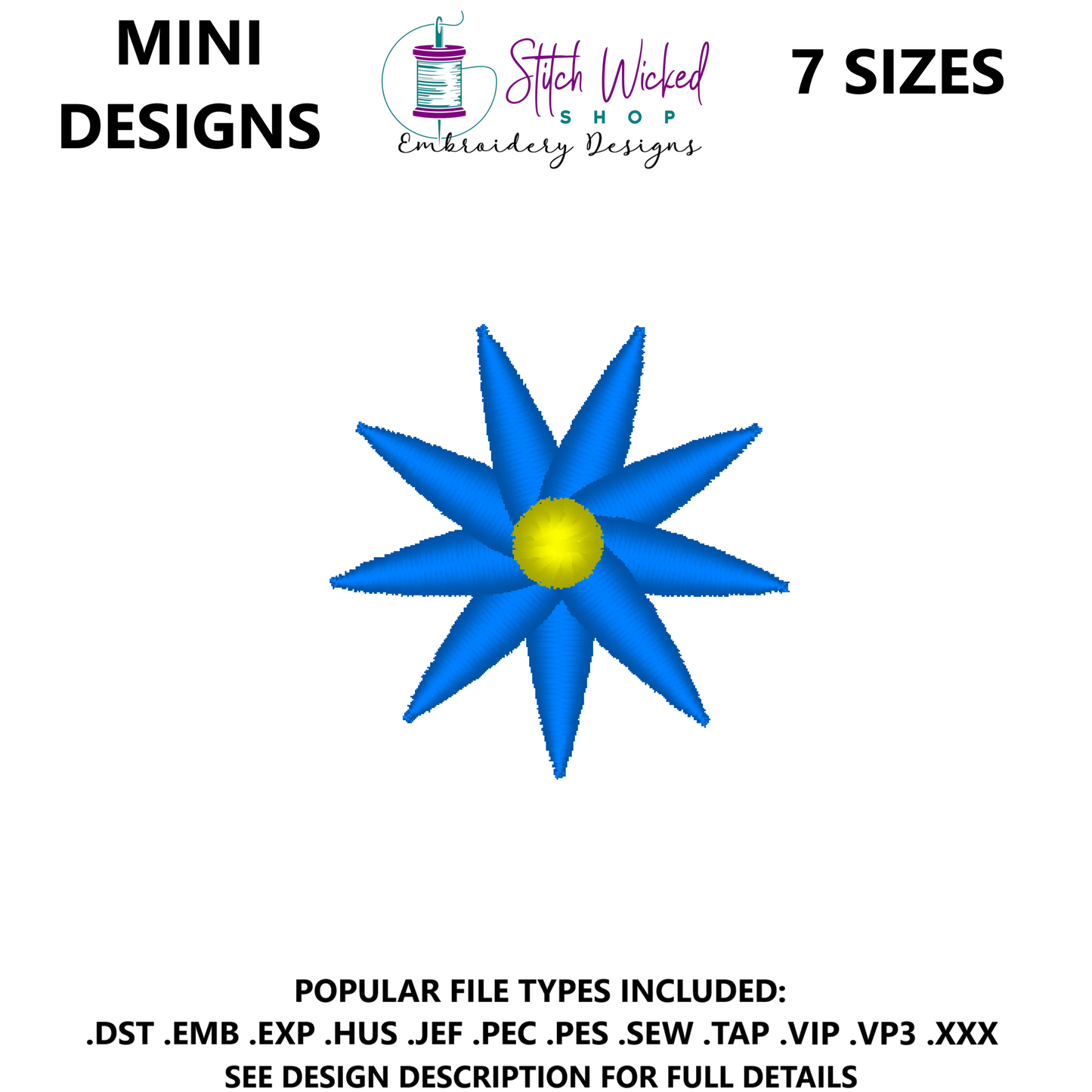 Mini Flower Embroidery Design, Flower 11