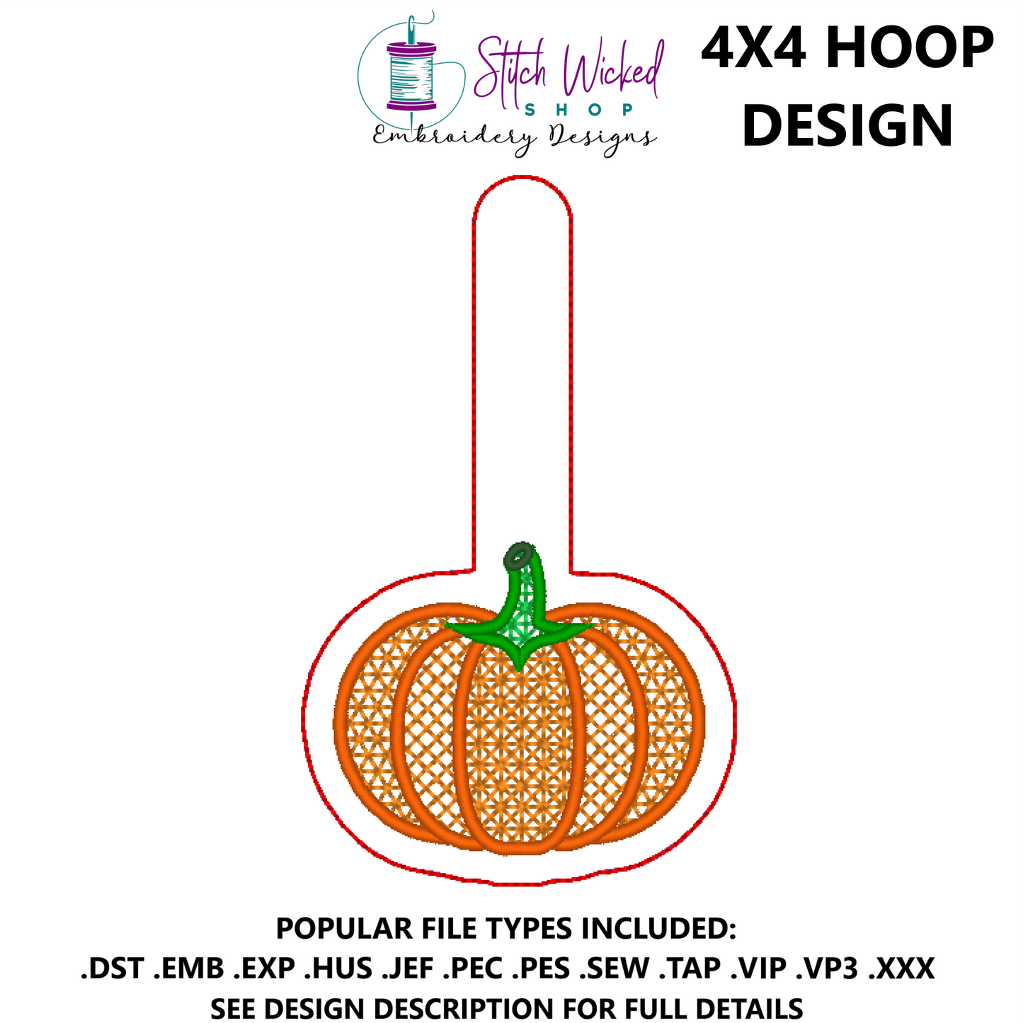 Fall Pumpkin Key Fob Embroidery Design