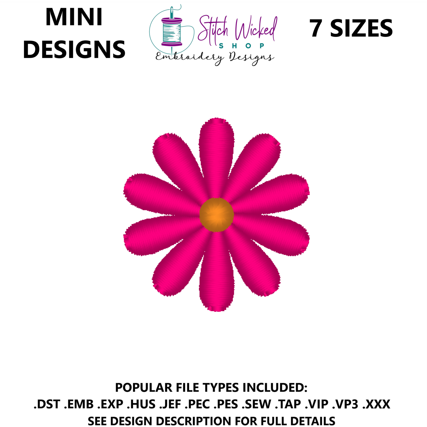 Mini Flower Embroidery Design, Flower 14