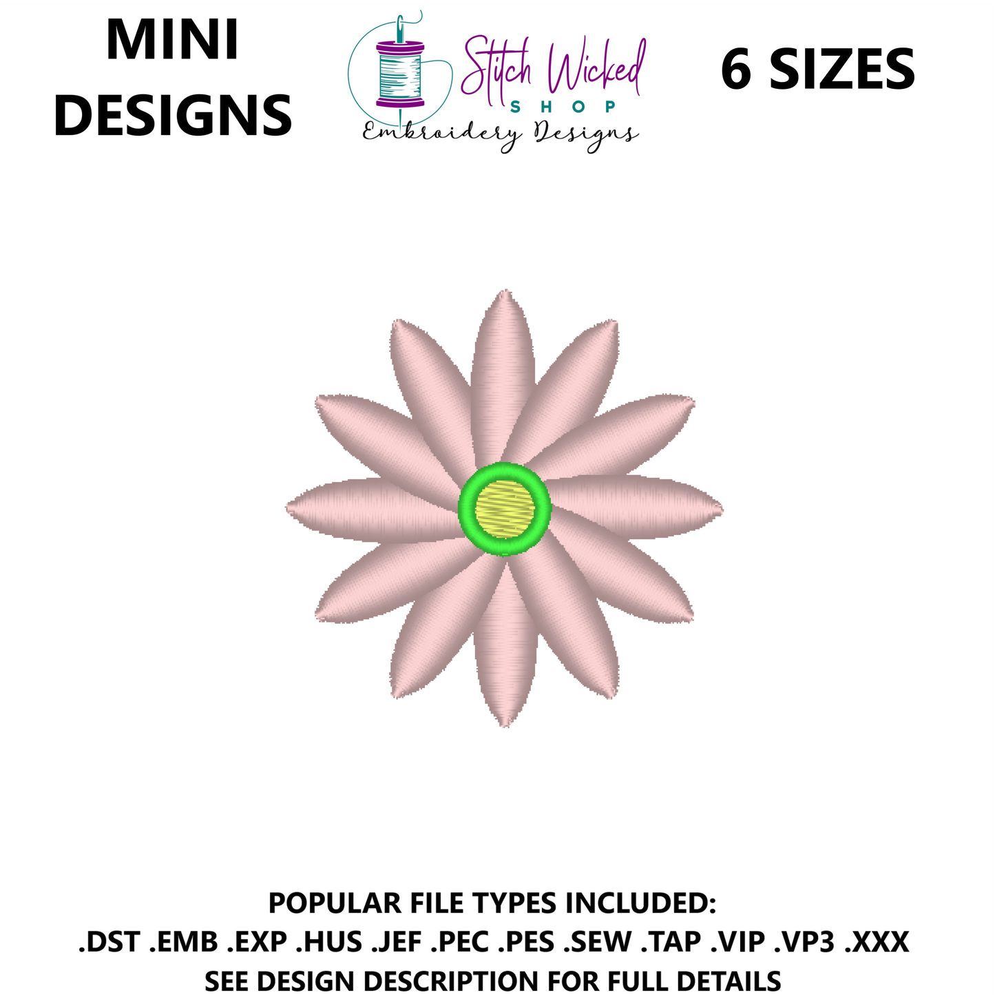 Mini Flower Embroidery Design, Flower 8