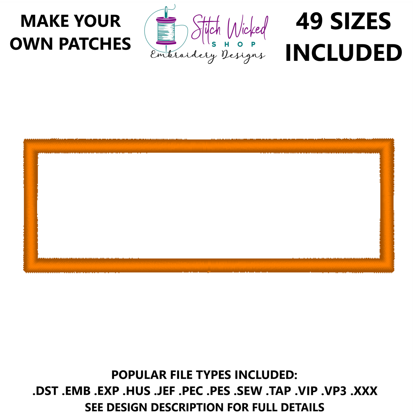 Rectangle Patch Border Machine Embroidery Design Set, 49 Sizes Included