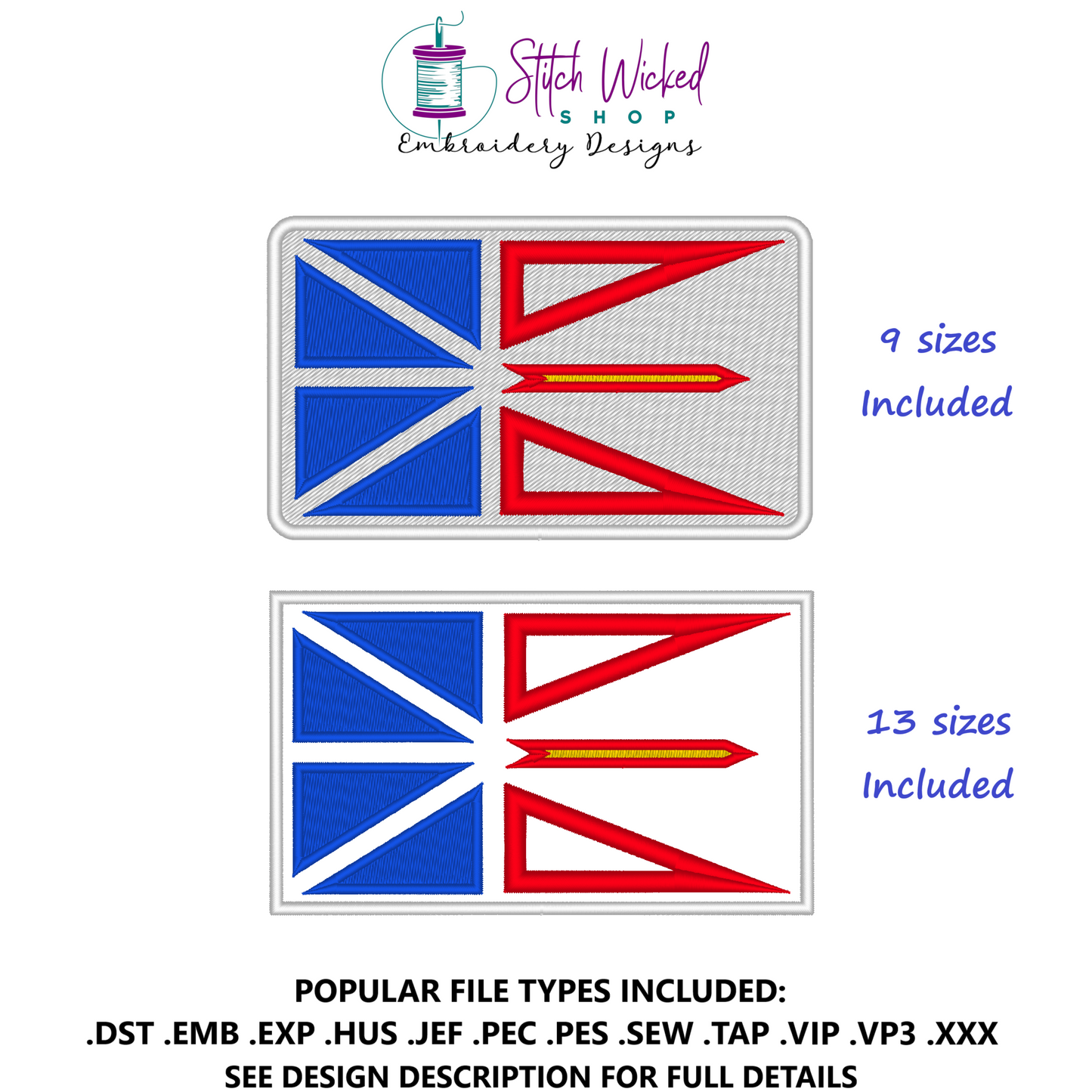 Newfoundland Flag Applique And Fill Stitch Embroidery Design Bundle