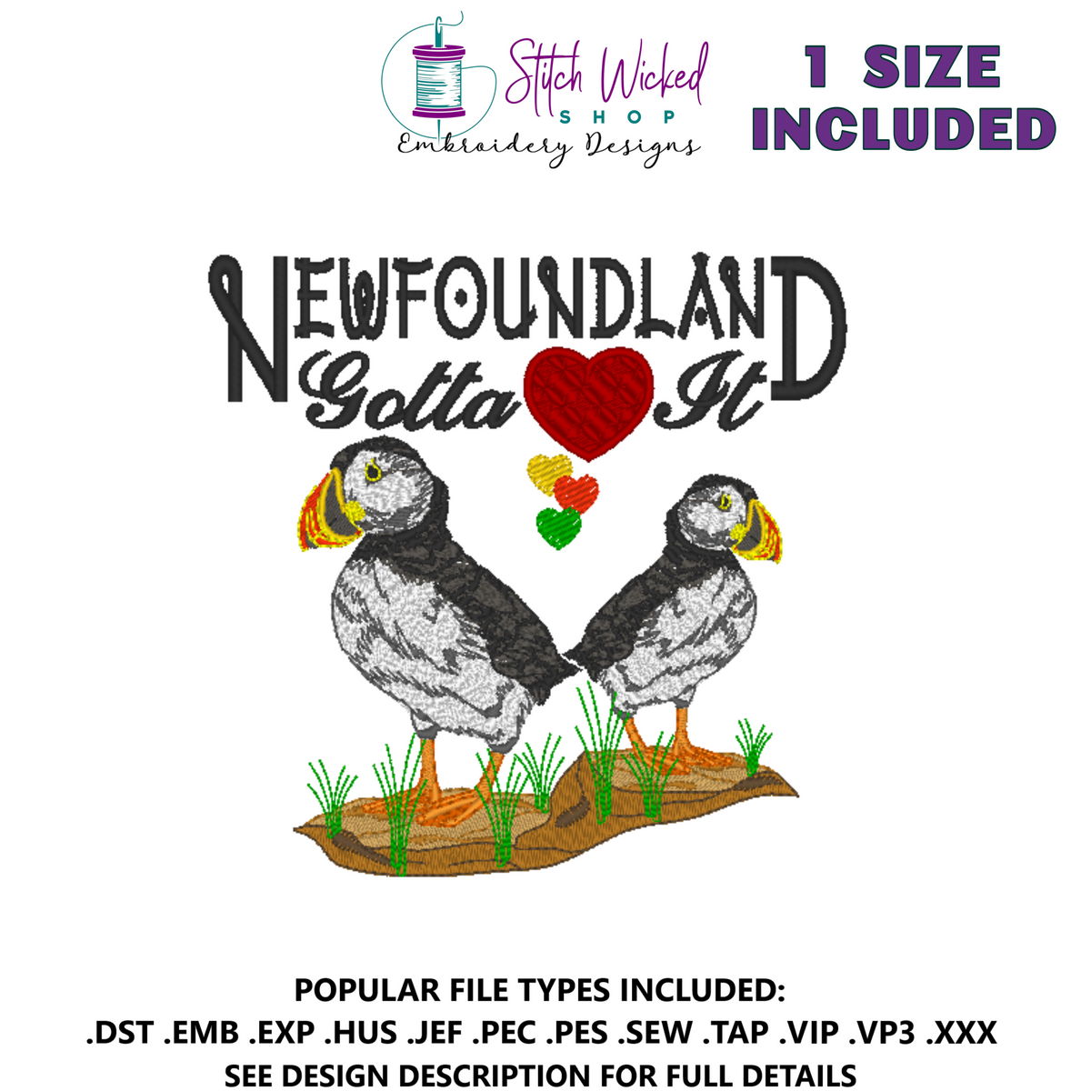 Newfoundland Puffin Gotta Love It - Stitch Wicked Shop
