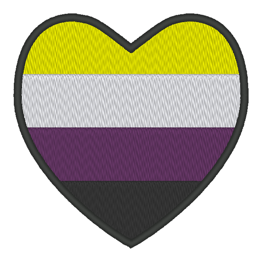 Nonbinary Pride Flag Heart Embroidery Design, Heart Pride Flag Patch, 7 Sizes Included