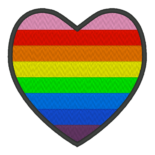 Original Pride Flag Heart Embroidery Design, Heart Pride Flag Patch, 7 Sizes Included