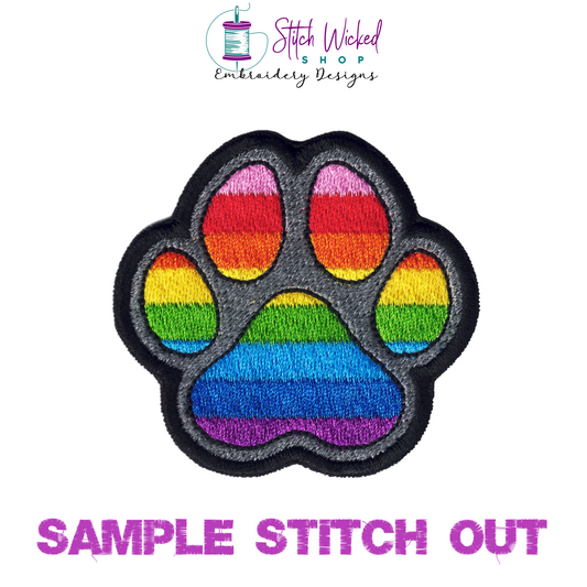 Original Pride Flag Puppy Dog Paw Print Machine Embroidery Design