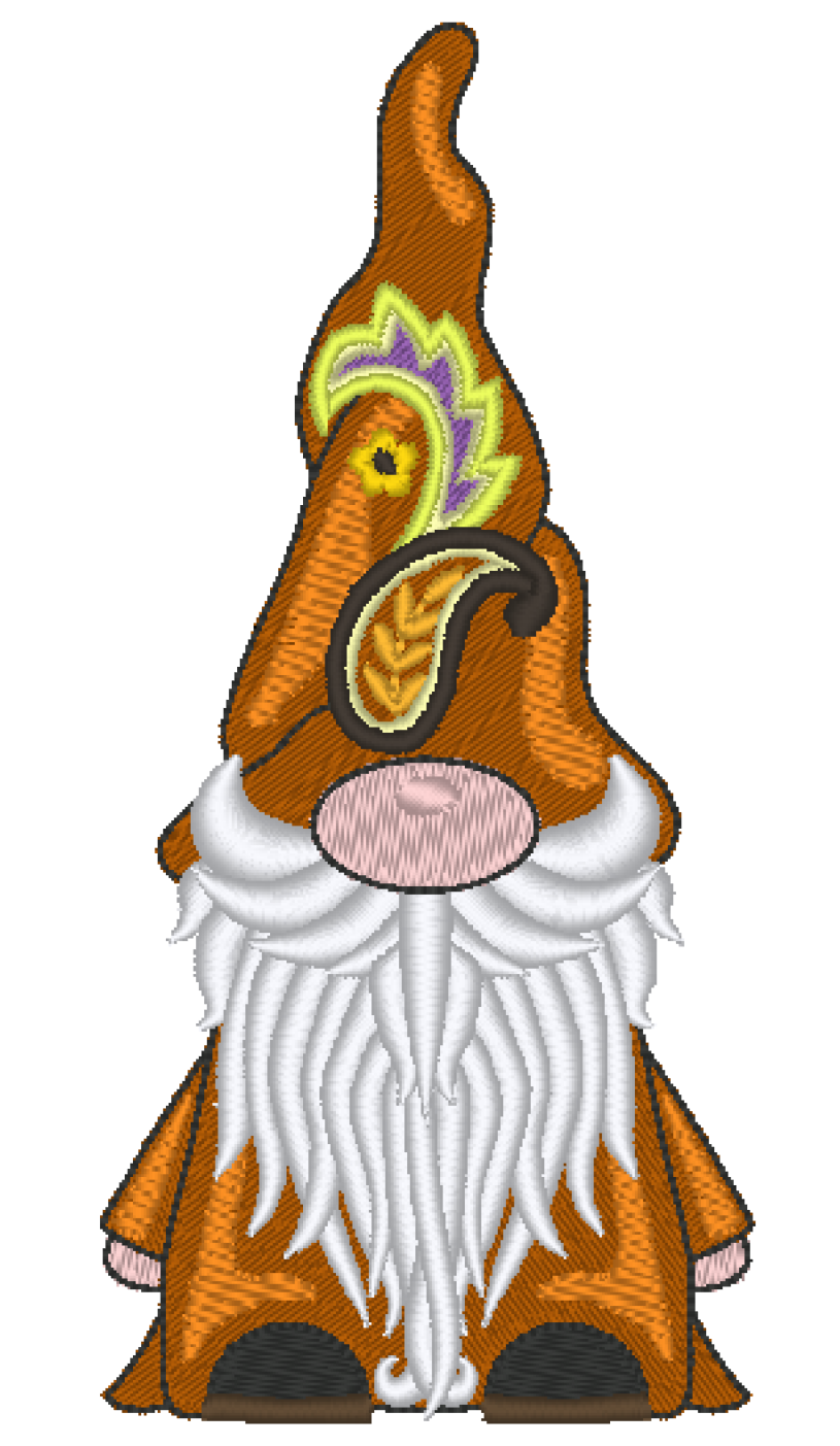 Gnome Machine Embroidery Design, Gnome with Paisley Hat - Stitch Wicked Shop
