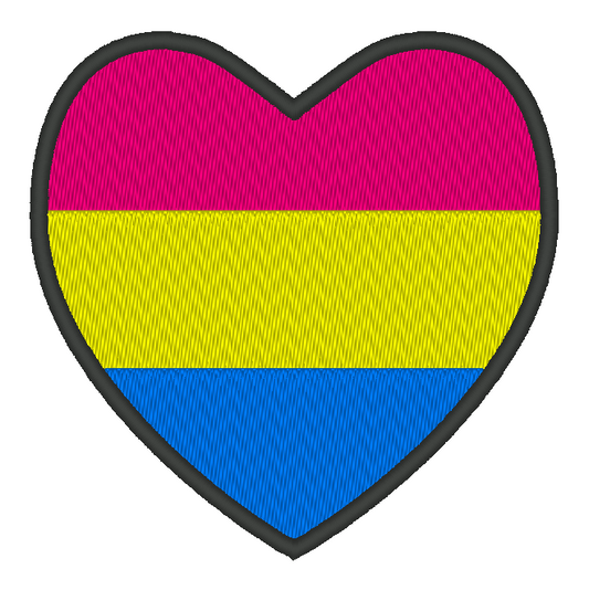 Pansexual Pride Flag Heart Embroidery Design, Heart Pride Flag Patch, 7 Sizes Included