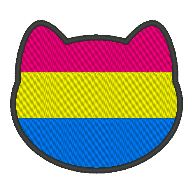 Pansexual Purride Flag Embroidery Design, Cat Pride Flag Patch, 7 Sizes Included