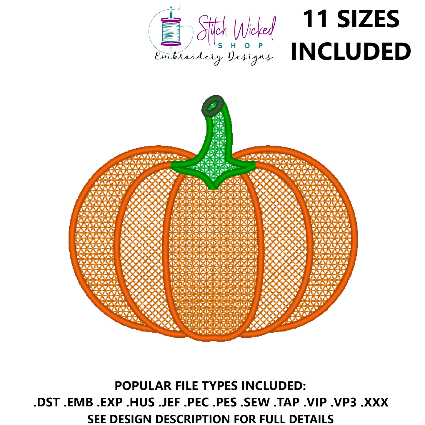 Pattern Stitch Pumpkin Embroidery Design