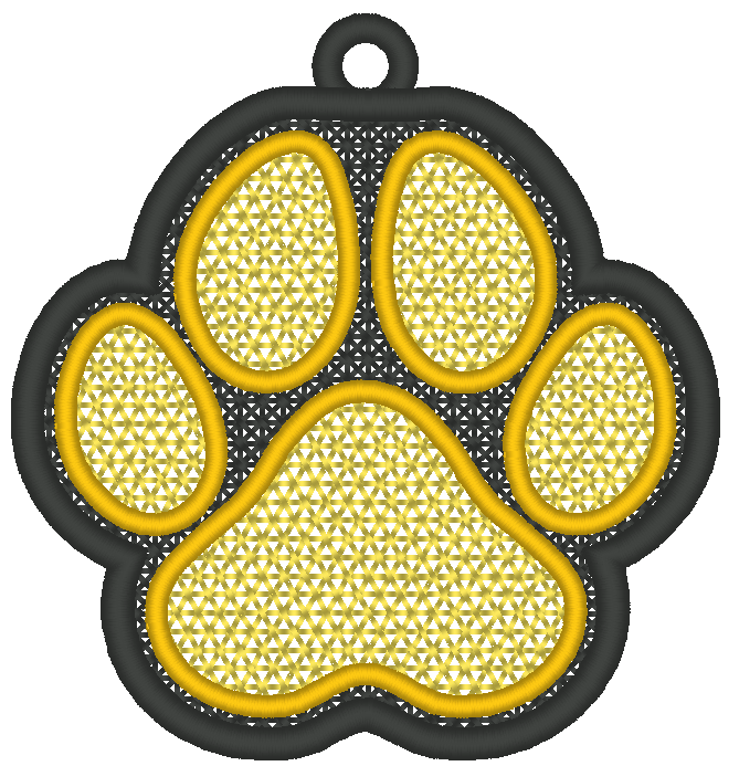 Free Standing Lace Paw Print Ornament Embroidery Design