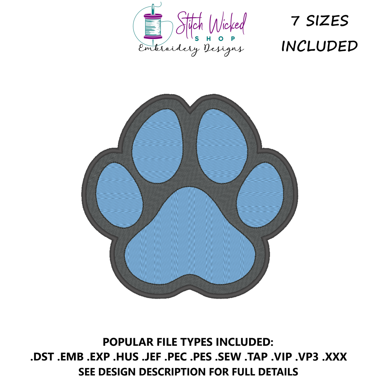 Puppy Dog Paw Print Machine Embroidery Design