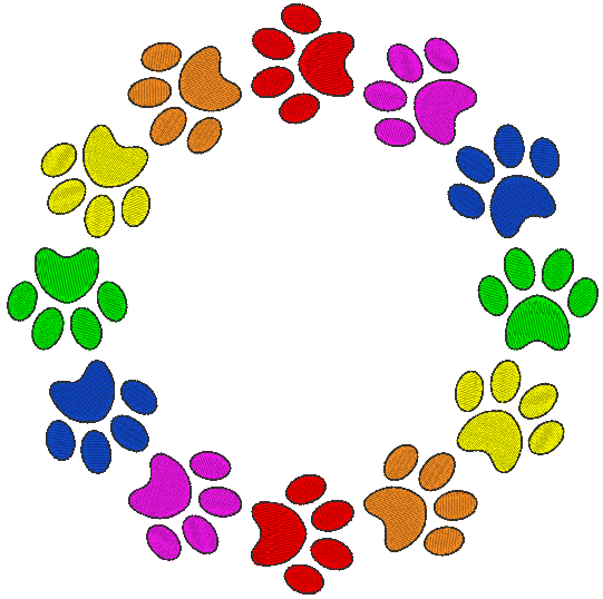 Paw Print Monogram Frame Embroidery Design
