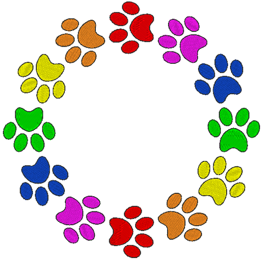 Paw Print Monogram Frame Embroidery Design