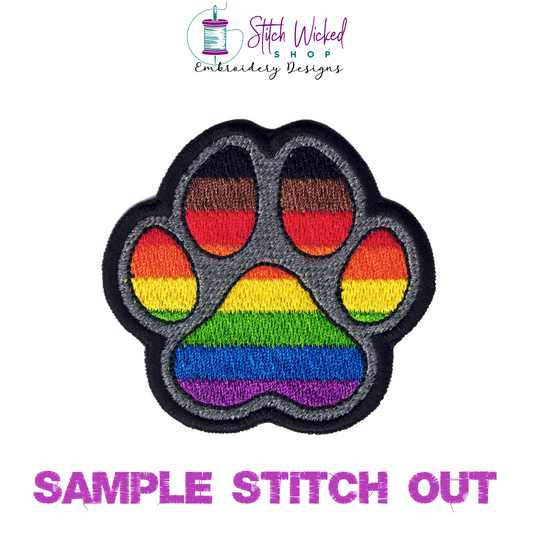Philadelphia Pride Flag Puppy Dog Paw Print Machine Embroidery Design