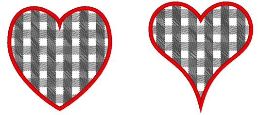 Plaid Heart Applique Embroidery Design