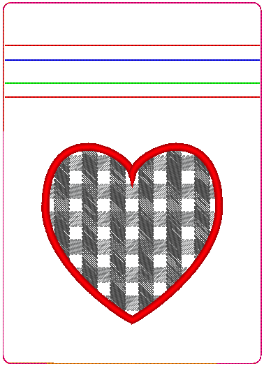 In the Hoop Bag Embroidery Design, Plaid Applique Heart Fully 5X7 Lined ITH Zipper Bag (No Exposed Seam)