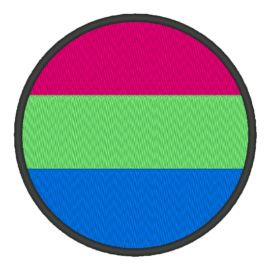 Polysexual Circle Pride Flag Embroidery Design, Circle Pride Flag Patch, 7 Sizes Included