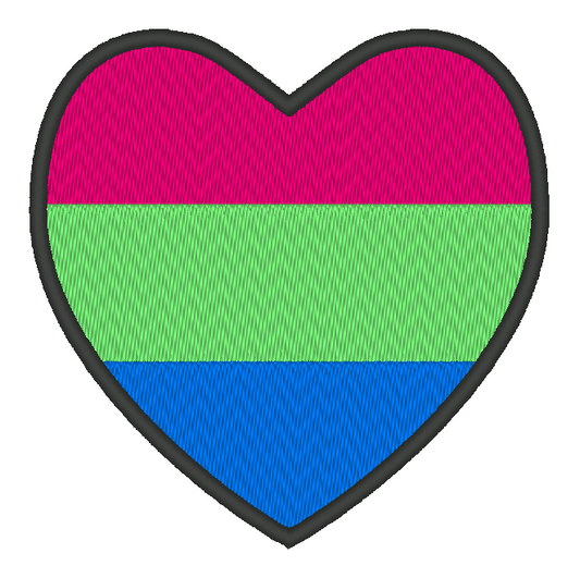 Polysexual Pride Flag Heart Embroidery Design, Heart Pride Flag Patch, 7 Sizes Included