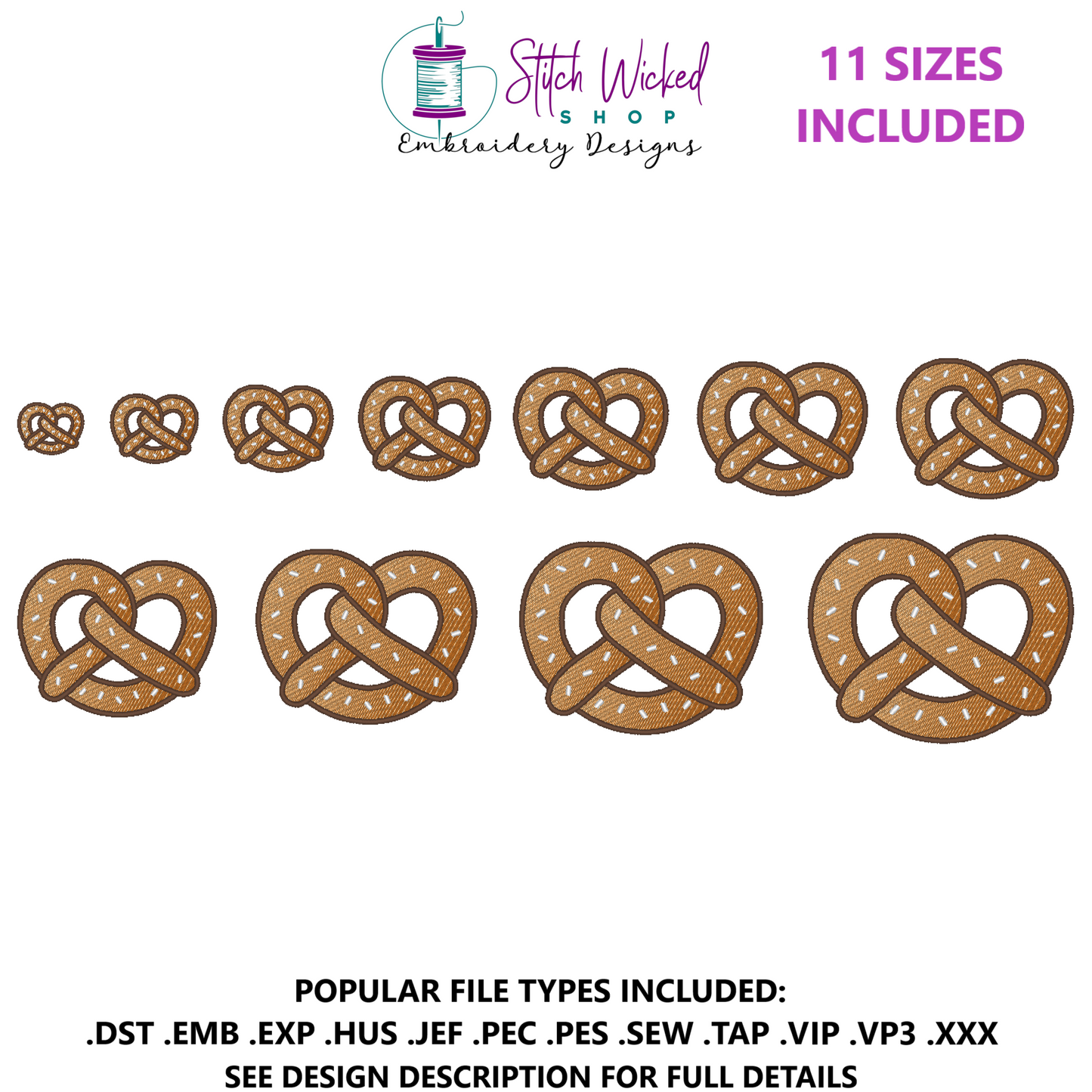 Pretzel Machine Embroidery Design