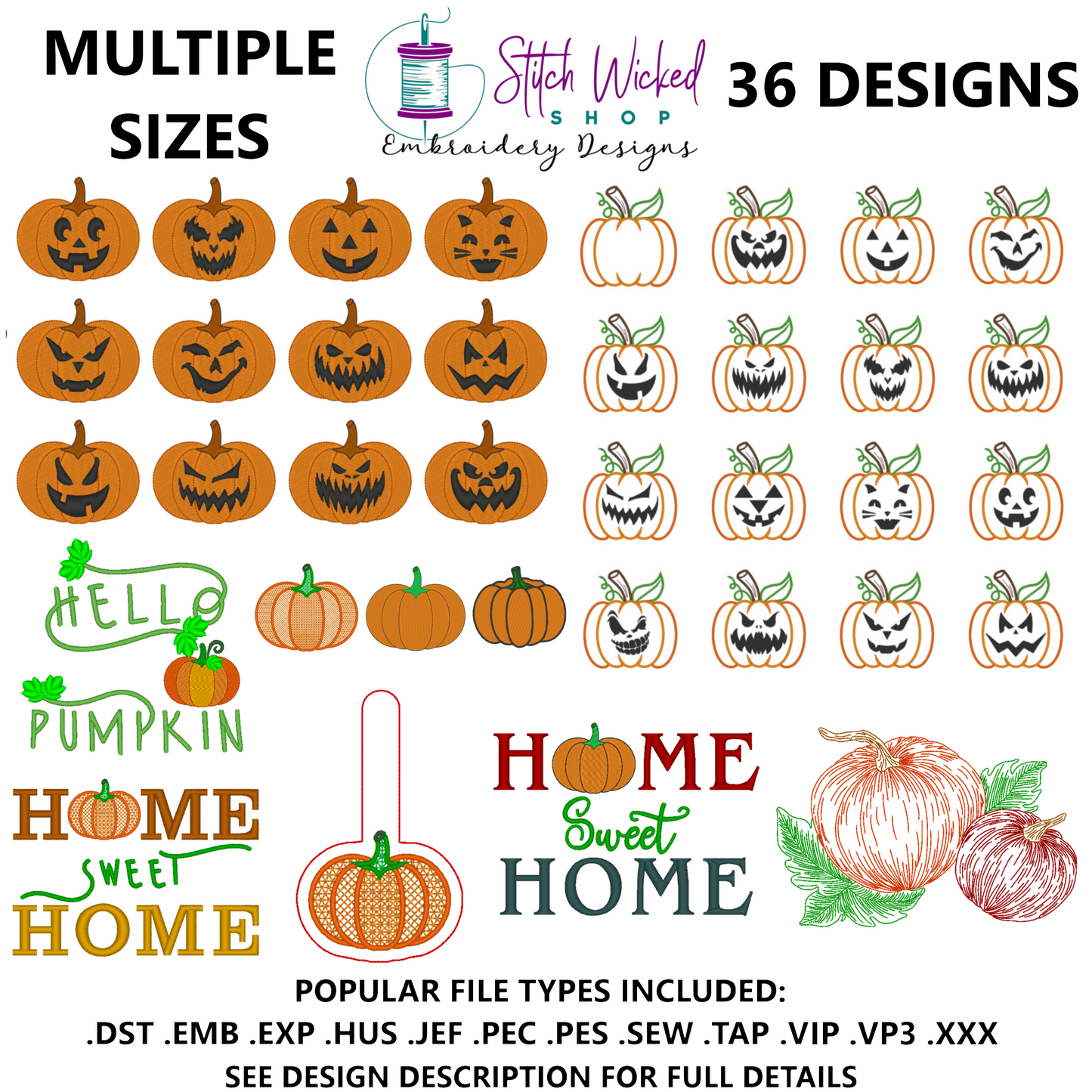 Pumpkin Machine Embroidery Design Bundle