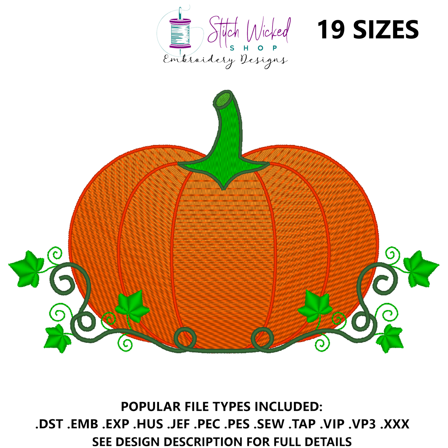 Pumpkin Vine Embroidery Design