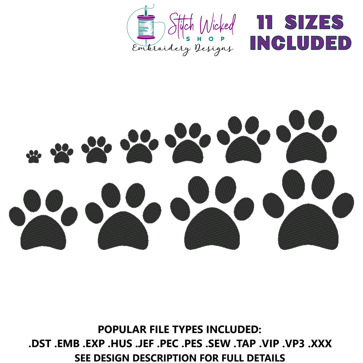 Puppy Paw Print Machine Embroidery Design - Stitch Wicked Shop