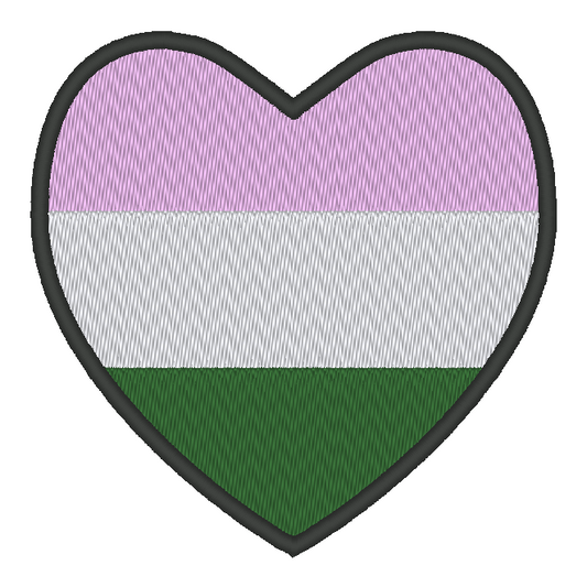 Genderqueer Pride Flag Heart Embroidery Design, Heart Queer Pride Flag Patch, 7 Sizes Included