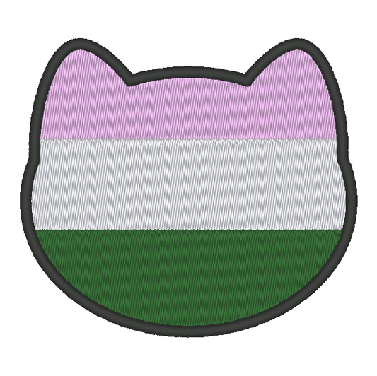 Genderqueer Purride Flag Embroidery Design, Cat Queer Pride Flag Patch, 7 Sizes Included