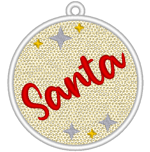 Free Standing Lace Christmas Ball Ornament Machine Embroidery Design, FSL Santa Decoration