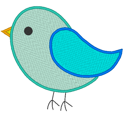 Bird Machine Embroidery Design, Simple Satin Stitch