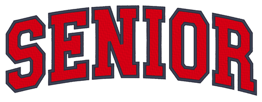 Senior Varsity Font Embroidery Design, Fill Stitch With Satin Stitch Edge, 8 Sizes Included
