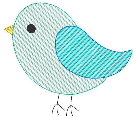 Bird Machine Embroidery Design, Simple Sketch Fill