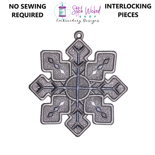 Free Standing Lace Snowflake Interlocking Ornament Embroidery Design Bundle