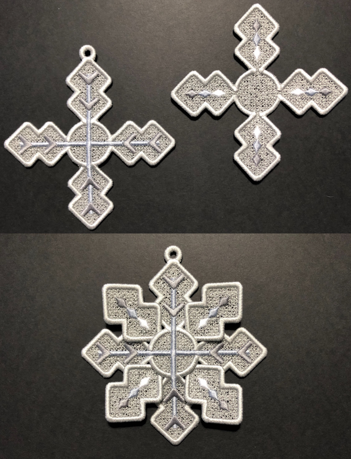 Free Standing Lace Snowflake Interlocking Ornament Embroidery Design, Plain Snowflake