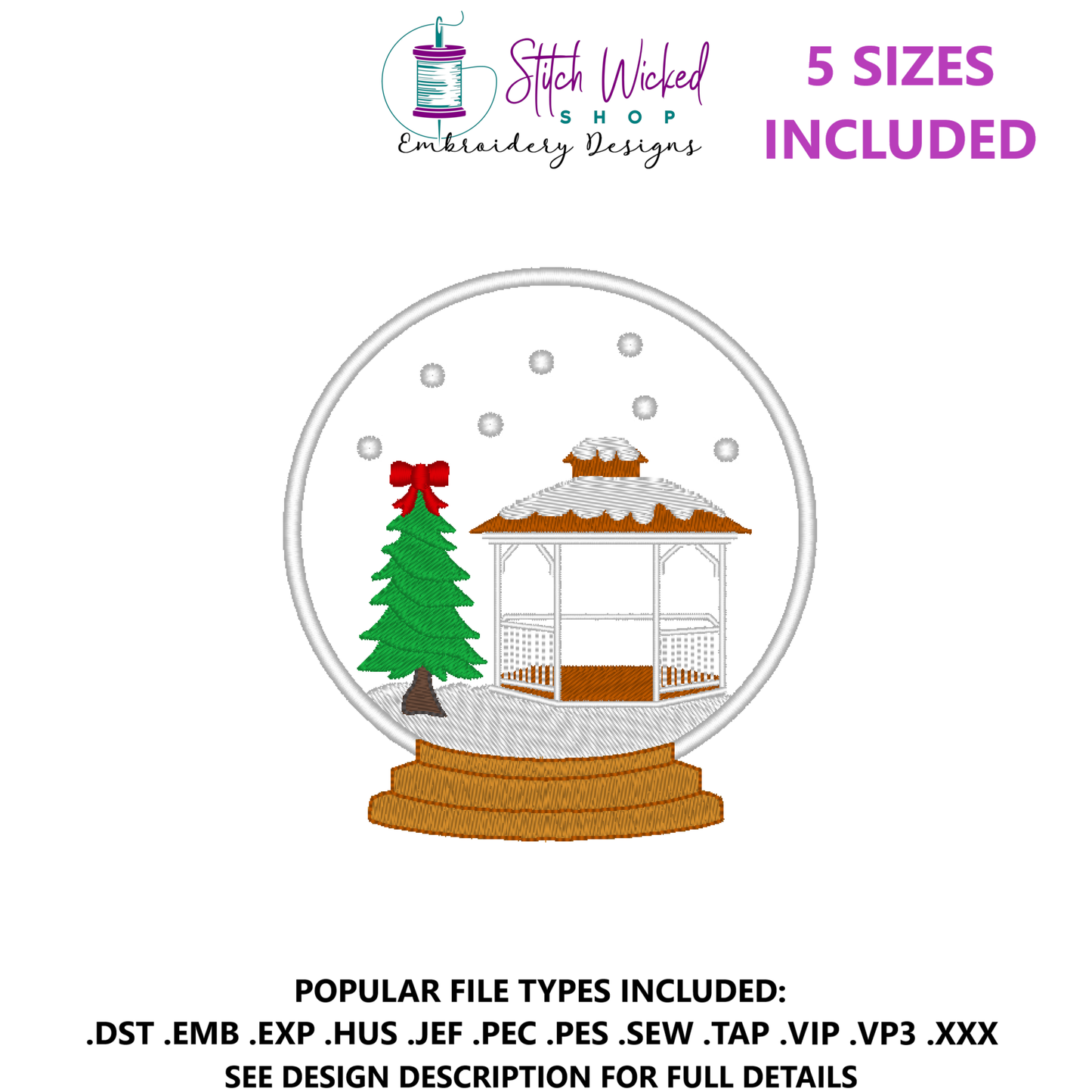 Christmas Snow Globe Machine Embroidery Design