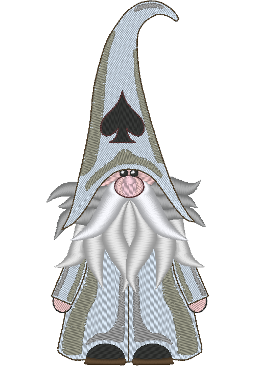 Gnome Machine Embroidery Design, Spades Hat Card Suit