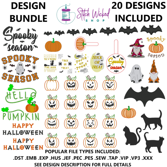 Halloween Spooky Season Halloween Embroidery Design Bundle