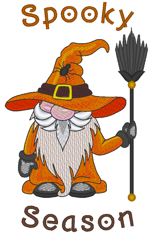 Halloween Gnome Machine Embroidery Design, Spooky Season Gnome
